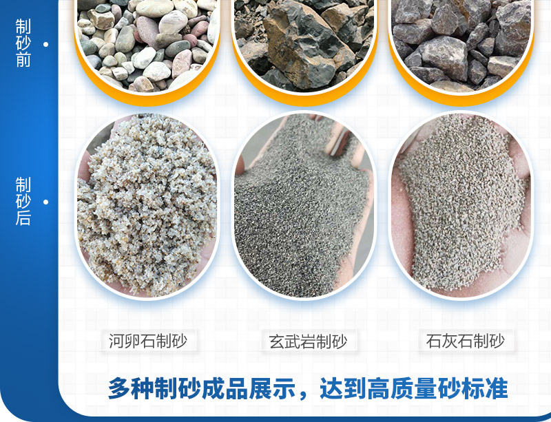 不同砂石制砂前后對(duì)比